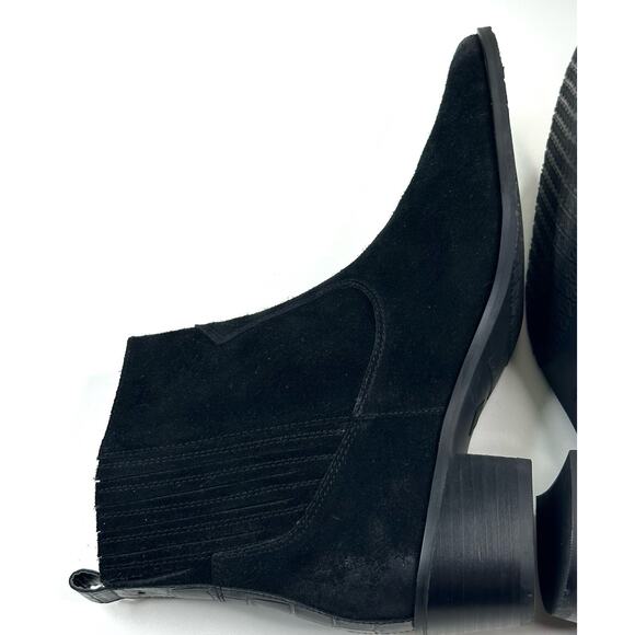 Donald Pliner Banks Women's Black Suede Pull On Ankle Boots Size 7 Booties Zip - Picture 9 of 15